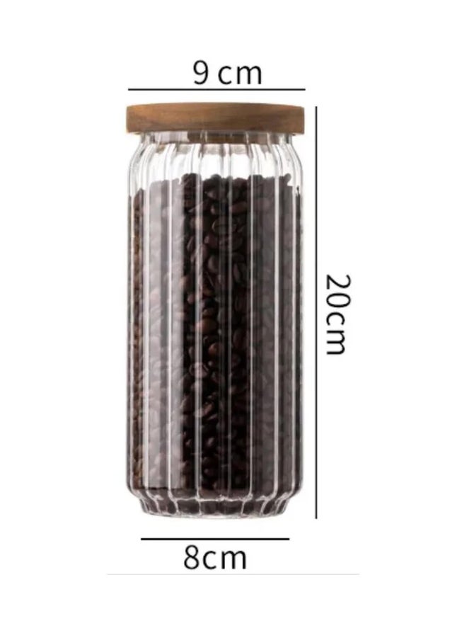 1CHASE 3-Piece Borosilicate Stripe Glass Food Storage Jar With Acacia Wood Air Tight Lid 1000 ML - Image 4